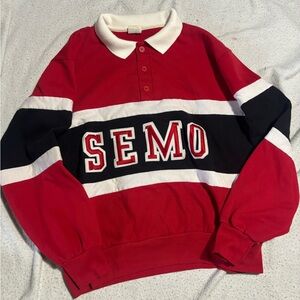 SEMO Red and Black Long Sleeve Polo